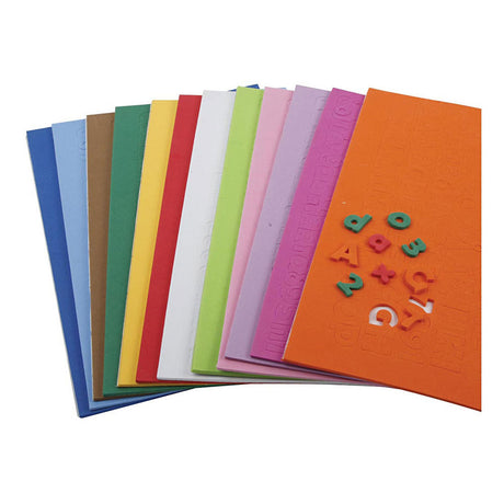 Creativ Company Eva-Schaum Zahlen Buchstaben, H: 20 mm, Dicke 3 mm, verschiedene Farben, 24 Div-Blätter, 1 Box