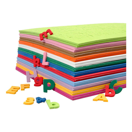 Creativ Company Eva-Schaum Zahlen Buchstaben, H: 20 mm, Dicke 3 mm, verschiedene Farben, 24 Div-Blätter, 1 Box
