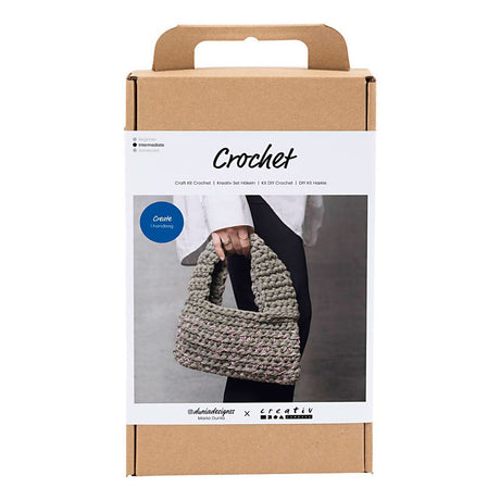 Creativ Company Häkel-Hobby-Set, stabile Tasche, olivgrün, 1 Box