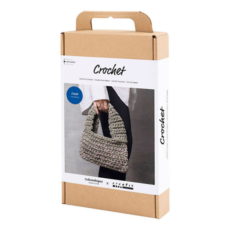 Creativ Company Häkel-Hobby-Set, stabile Tasche, olivgrün, 1 Box