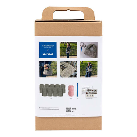 Creativ Company Häkel-Hobby-Set, stabile Tasche, olivgrün, 1 Box