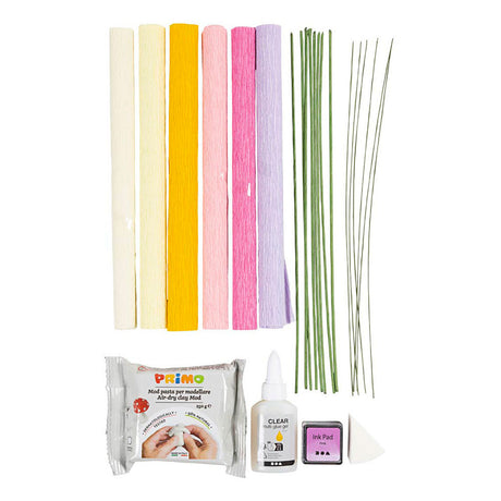 Creativ Company Hobby-Set Krepppapier, Blume, Pastellfarben, 1 Box