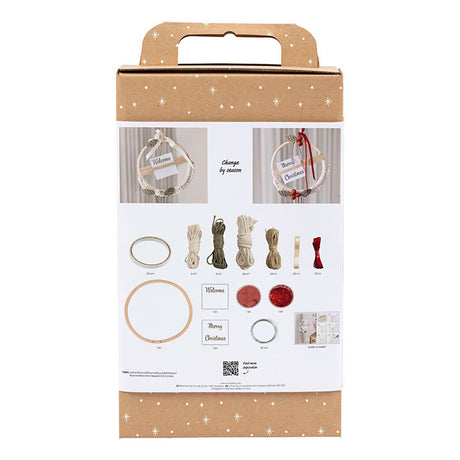 Creativ Company Hobby-Set Makramee, Weihnachtskranz, Moosgrün, Weihnachtsrot, gebrochenes Weiß, 1 Box