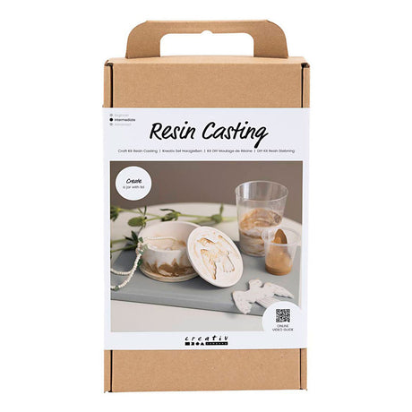 Creativ Company Hobby-Set Harzguss, Glas mit Deckel, Beige, gebrochenes Weiß, 1 Box
