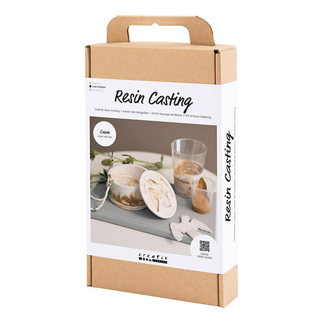 Creativ Company Hobby-Set Harzguss, Glas mit Deckel, Beige, gebrochenes Weiß, 1 Box