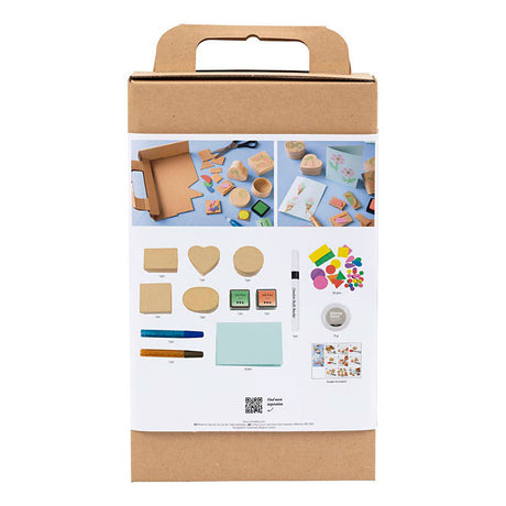 Creativ Company Hobby-Set Schaumstoffdruck, dekorierte Schachteln und Karten, Beige, Mittelgrün, Mint, leuchtendes Rot, 1 Box