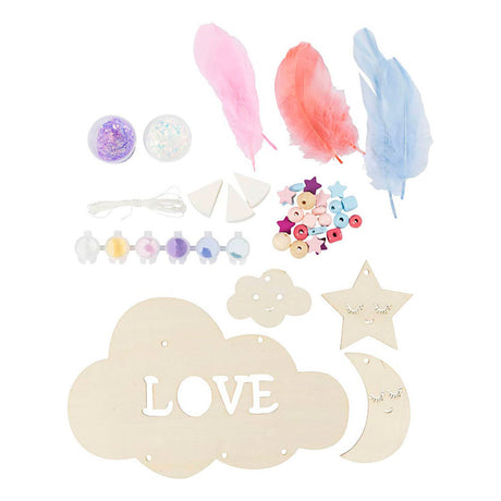 Creativ Company Hobby-Set Dekoration, Wolke, Mond, Stern, Glitzerfarben, Pastellfarben, 1 Box