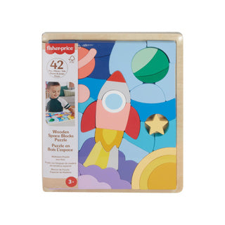 Fisher-Price Holz-Weltraumblockpuzzle – Formpuzzle