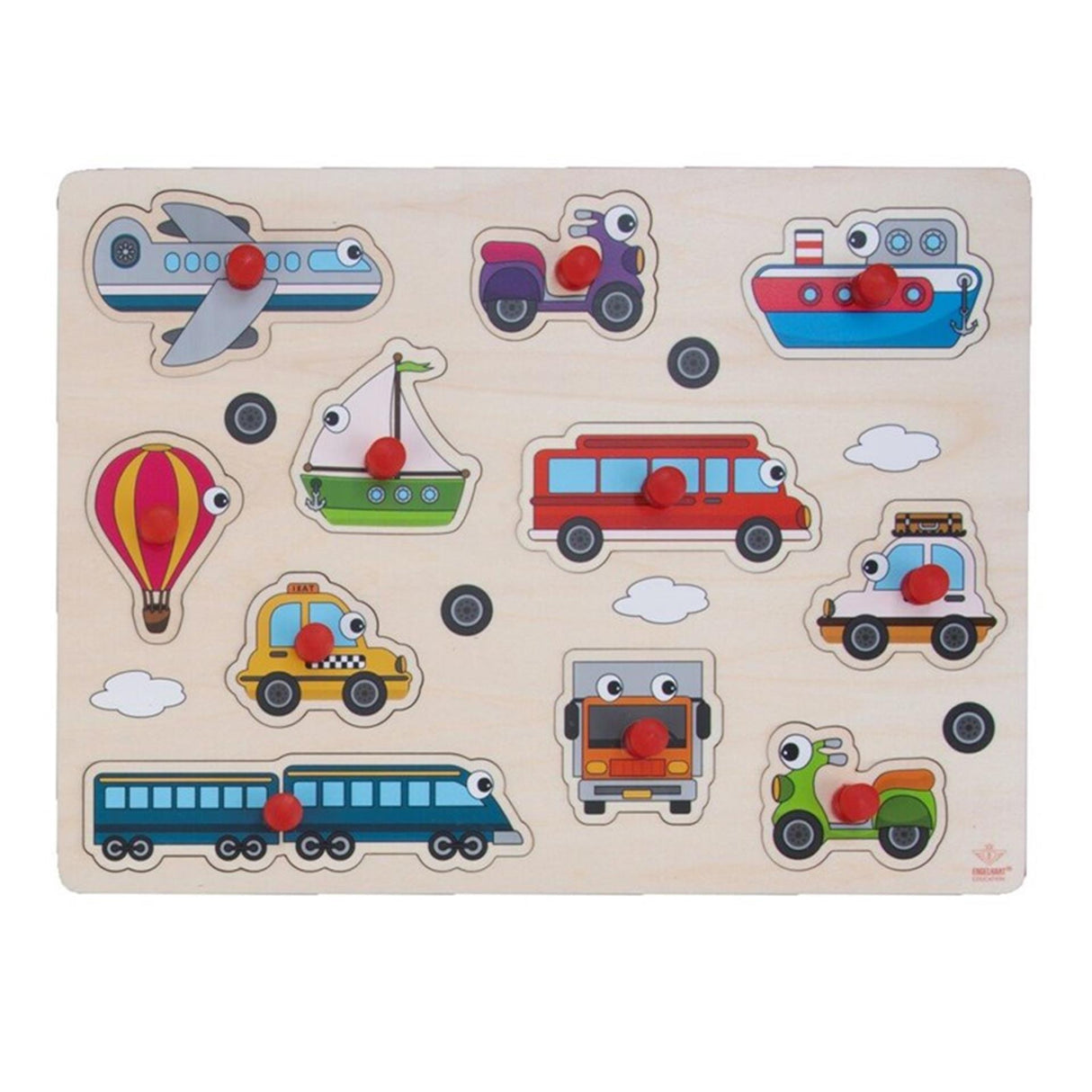 Engelhart Holzknopfpuzzle Fahrzeuge 30x23cm