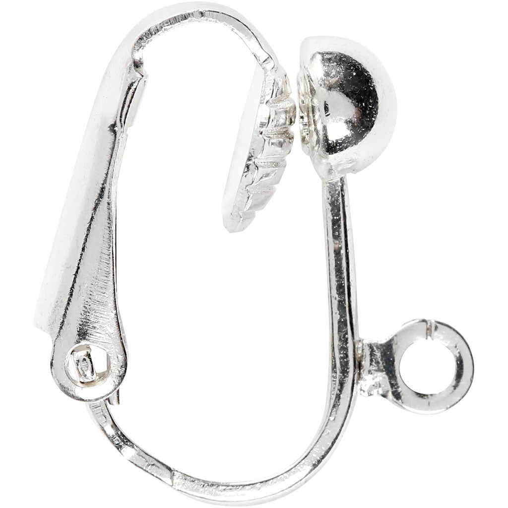 Creativ Company Ohrclips, L: 16,5 mm, B: 1,5 mm, Lochgröße 1,6 mm, versilbert, 40 Stück 1 Box