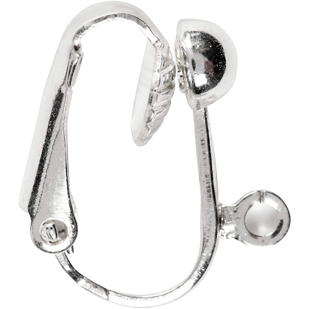 Creativ Company Ohrclips, L: 16,5 mm, B: 1,5 mm, Lochgröße 1,6 mm, versilbert, 6 Stück 1 Box
