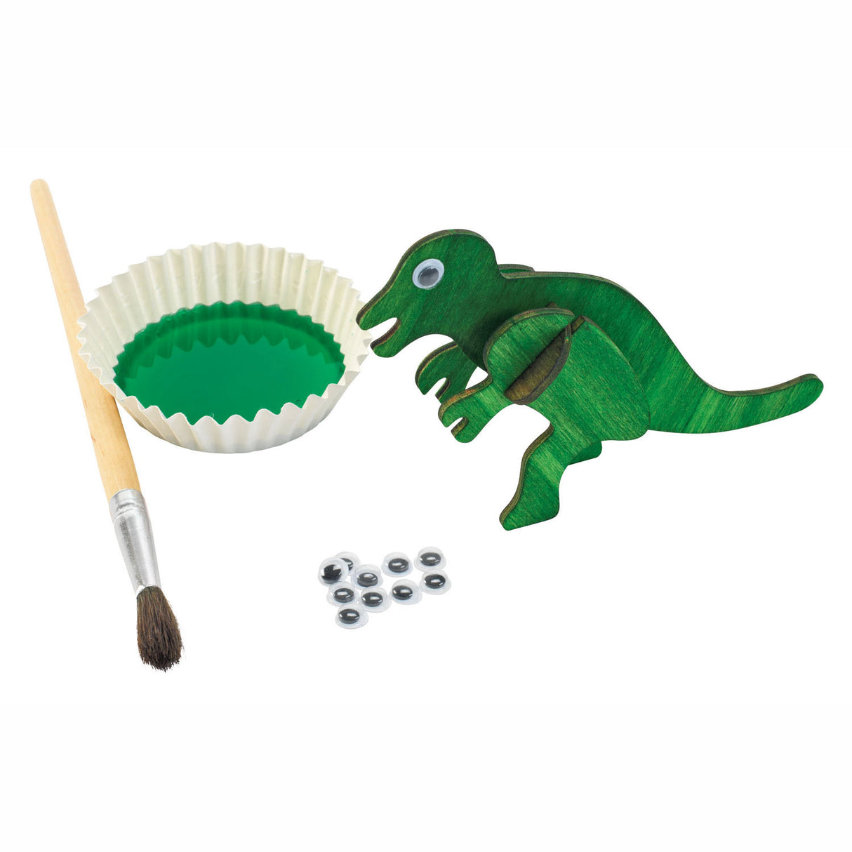 Colorations make and decorate your wooden 3D puzzle dinosaur, set of 4