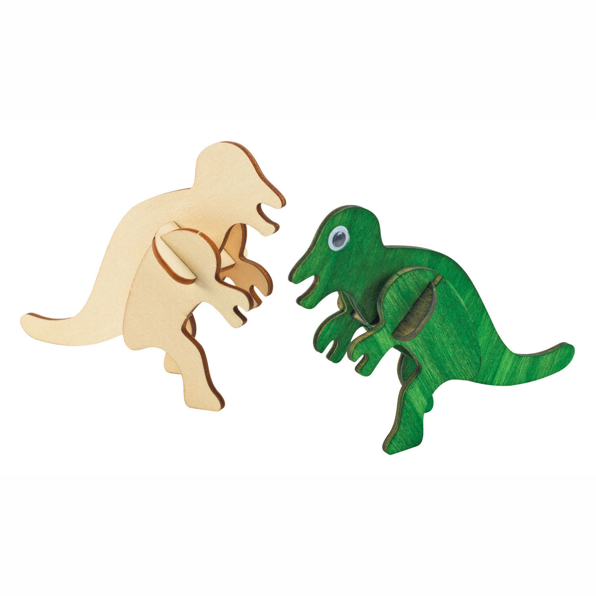 Colorations make and decorate your wooden 3D puzzle dinosaur, set of 4