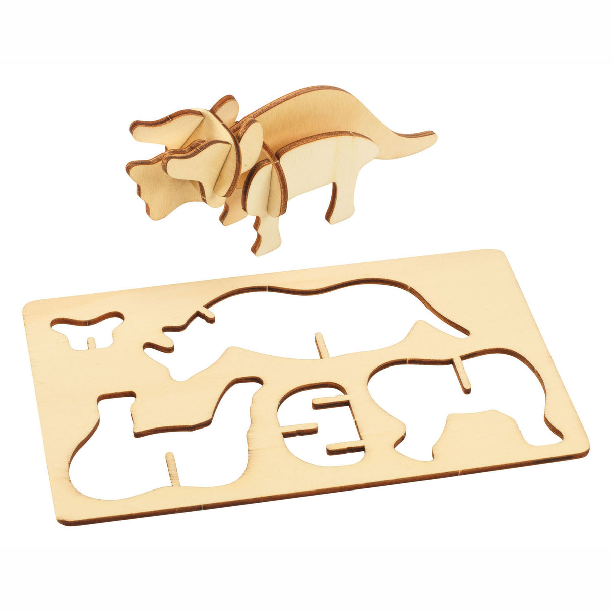 Färben machen und dekorieren Sie Ihre hölzernen 3D -Puzzle -Dschungel -Tiere, Set von 4