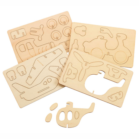 Farbkaufpaket Houten 3D -Fahrzeuge, 4 -Set von 4