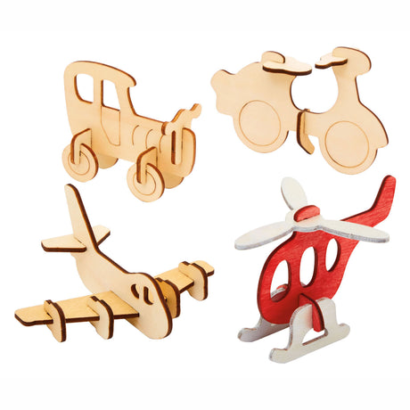 Farbkaufpaket Houten 3D -Fahrzeuge, 4 -Set von 4