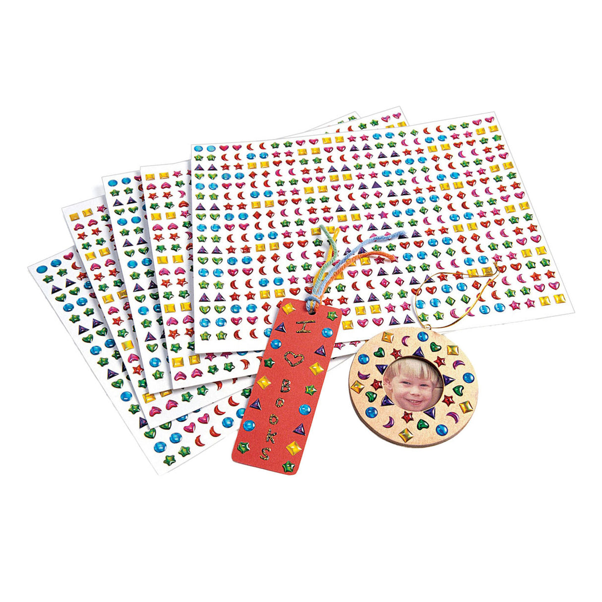 Farve 3D Gemstone Stickers, 2150st.