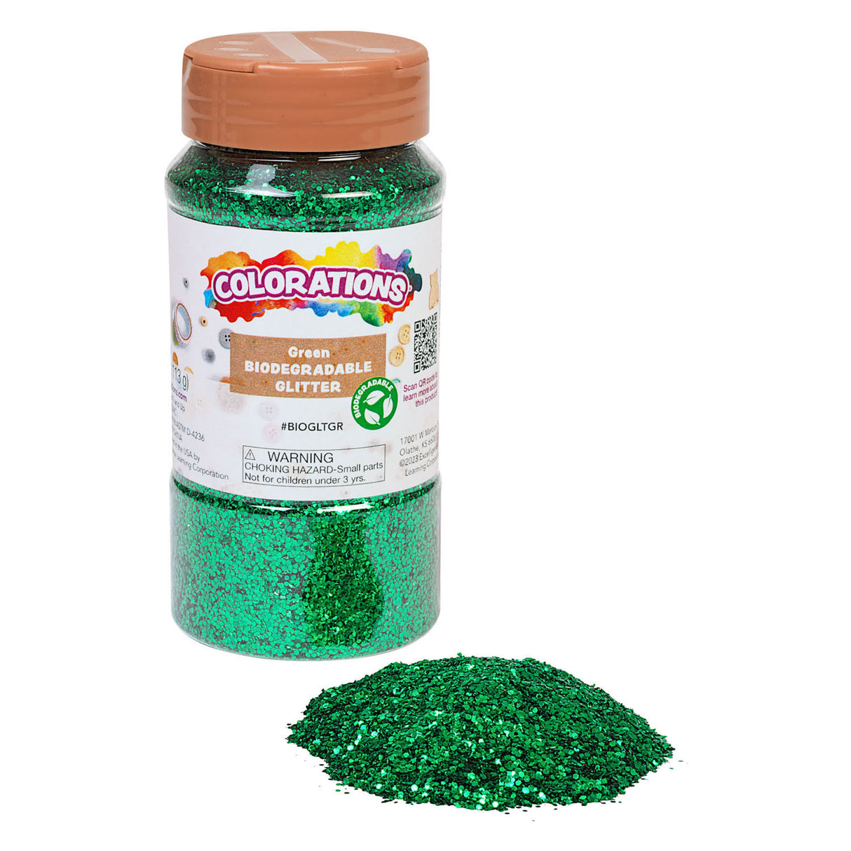 Colorations - organic degradable glitter - Green, 113 grams