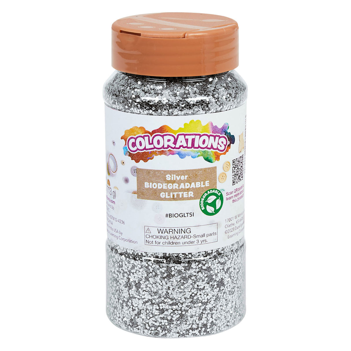 Farvning organisk nedbrydeligt glitter sølv, 113 gram