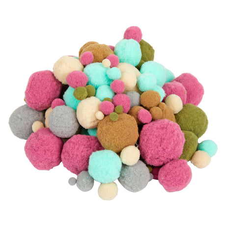 Folellagen Pom Poms natürliche Farbtöne und Farbe, 300st.