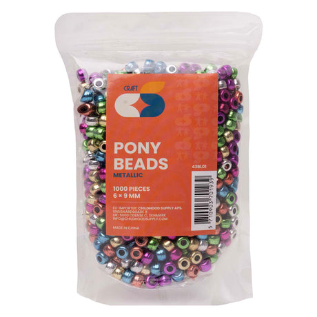 Colorationen - Ponyperlen metallic 6x9 mm, 1000Stk.