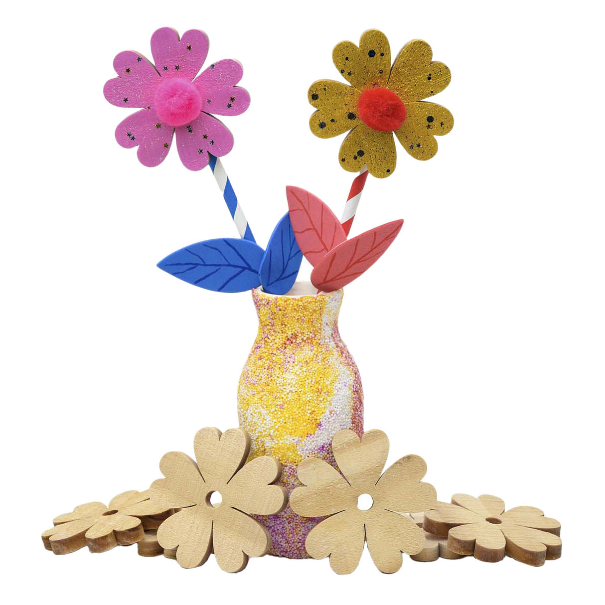 Große Holzblumen, 20 Stück.