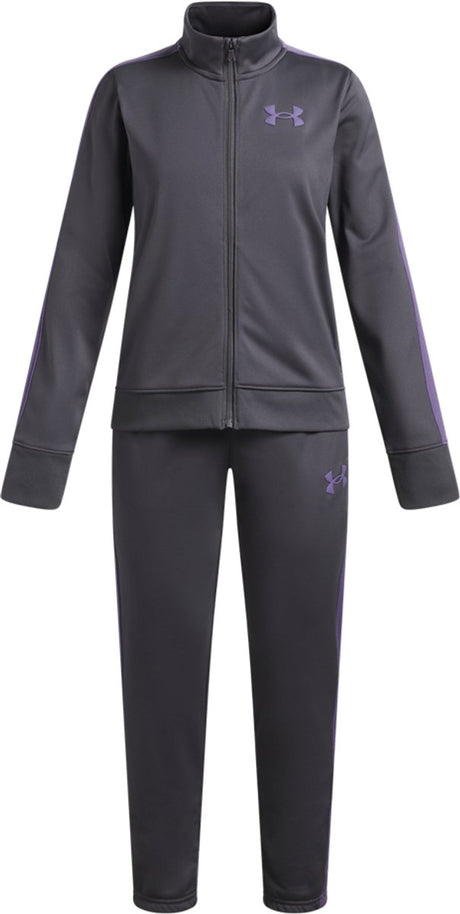 Under Armour ua Rival Strick-Trainingsanzug – grauer Mädchen-Trainingsanzug – Castlerock – Lila Luxus – Lila Luxus