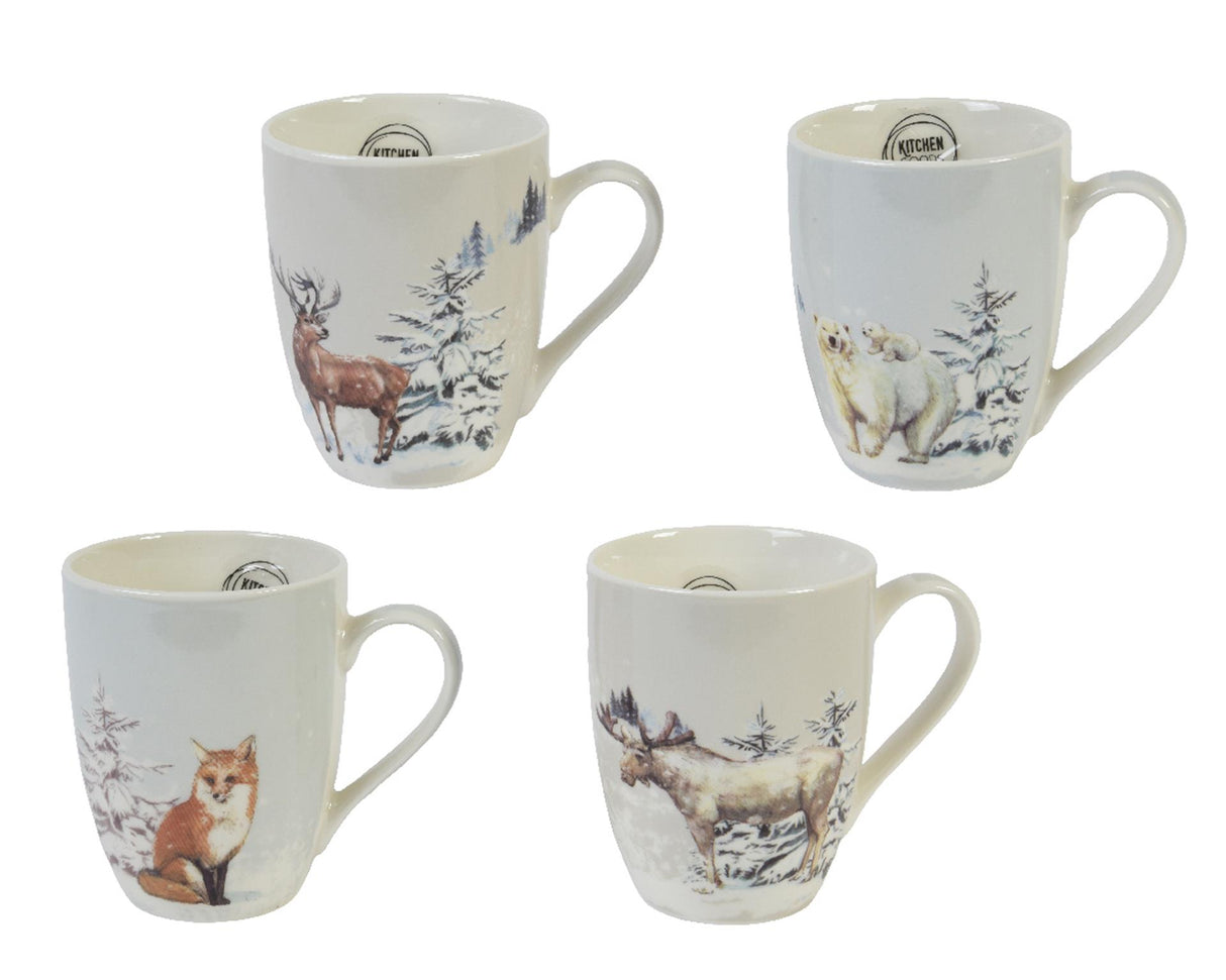 Decoris kerstmok porselein dierenafbeelding h10,5cm verkrijgbaar in hert, eland, vos of beer