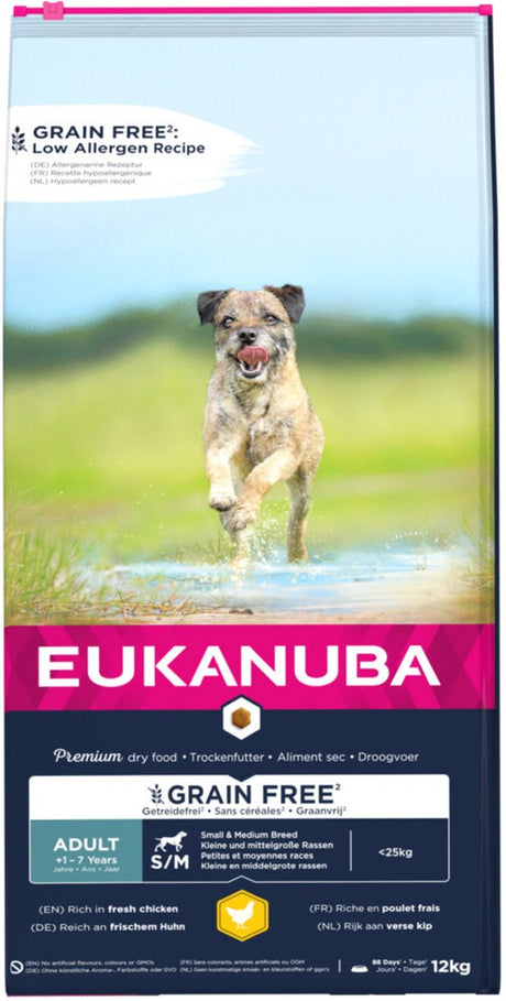 Eukanuba erwachsenes, kleines, mittelgroßes, getreidefreies Huhn – Hundefutter – 12 kg