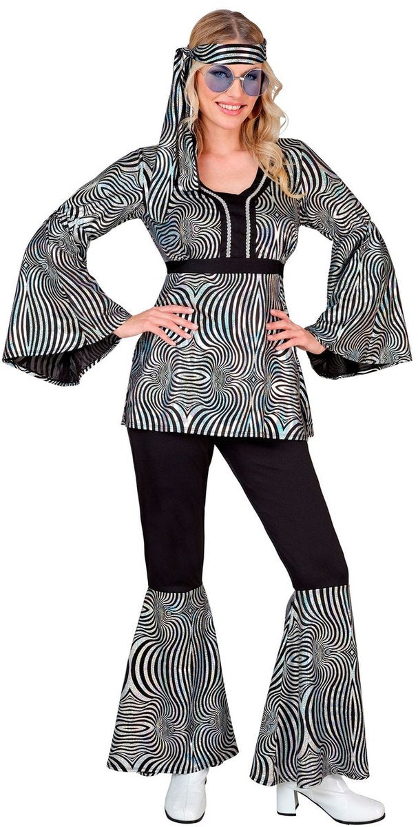 Widmann 70er Jahre Groovy Kostüm Disco Silber XXL Damen
