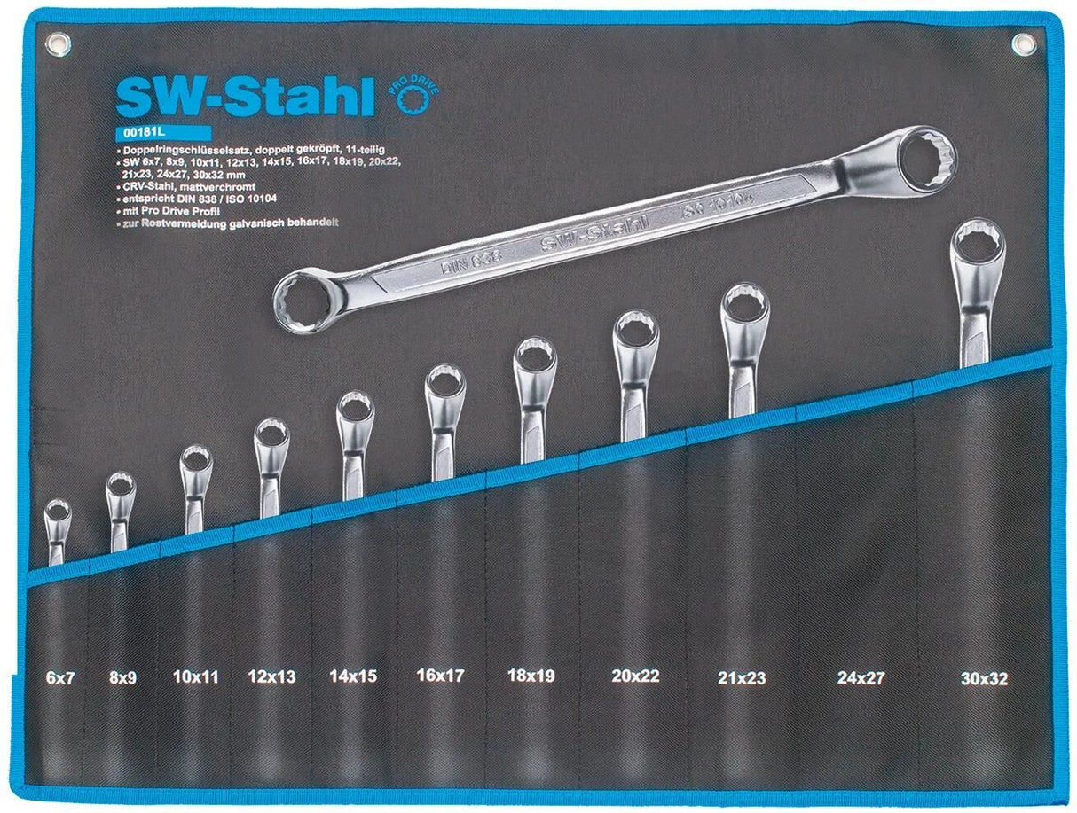 SW Stahl SW-Stahl Doppelringschlüsselsatz Pro Drive Doppelringsatz 11tlg. beschnitten