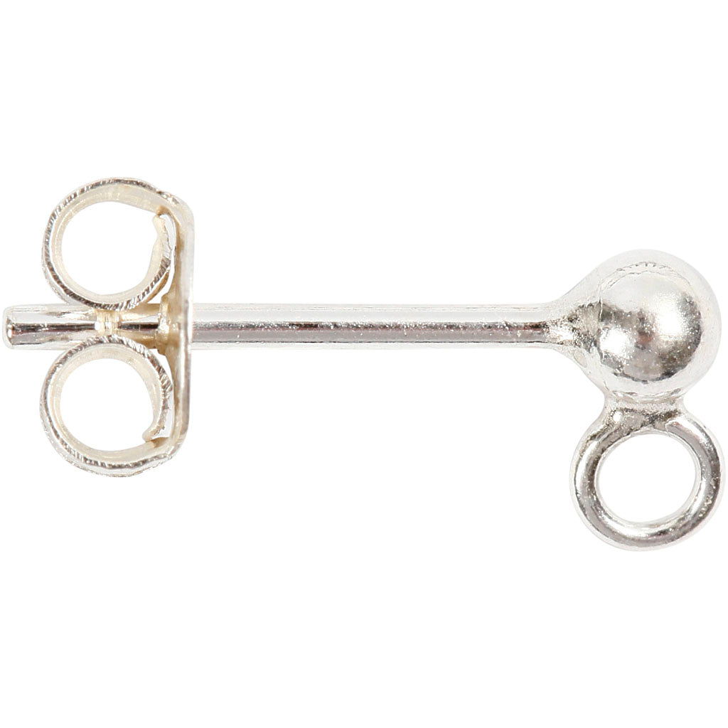 Creativ Company Ohrstecker, L: 13 mm, Silber, 10 Stück, 1 Box