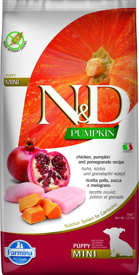 Nd Farmina Huhn, Kürbis-Granatapfel-Welpe Mini – Trockenfutter für Hunde – 7 kg