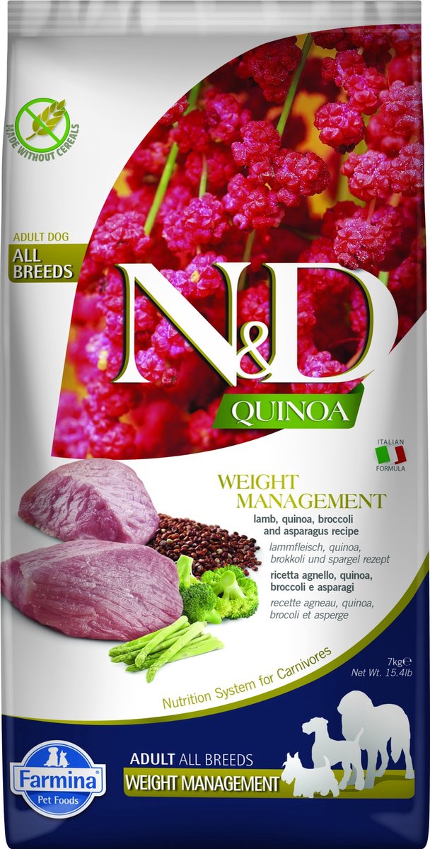 Farmina und getreidefreies Hunde-Quinoa zur Gewichtskontrolle für Erwachsene, 7 kg – Hund