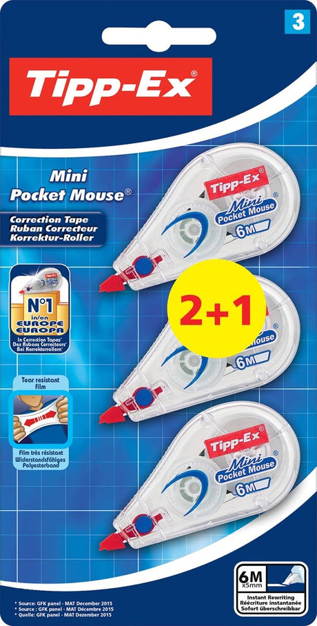 Tipp-ex – Korrekturprodukte – Pocket Mini Mouse 5 mm 2+1 – Schutzkappe – Mini-Größe