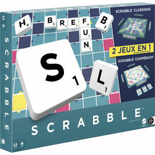 Mattel Games Scrabble Together – Brettspiel – 2 Spiele und 1 – Französisch