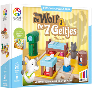 Intelligente Spiele: Der Wolf und die 7 Ziegen – logisches Denkspiel für Kleinkinder und Kleinkinder – 48 Aufgaben mit Bilderbuch – lehrreiches Solospiel – ab 3 Jahren
