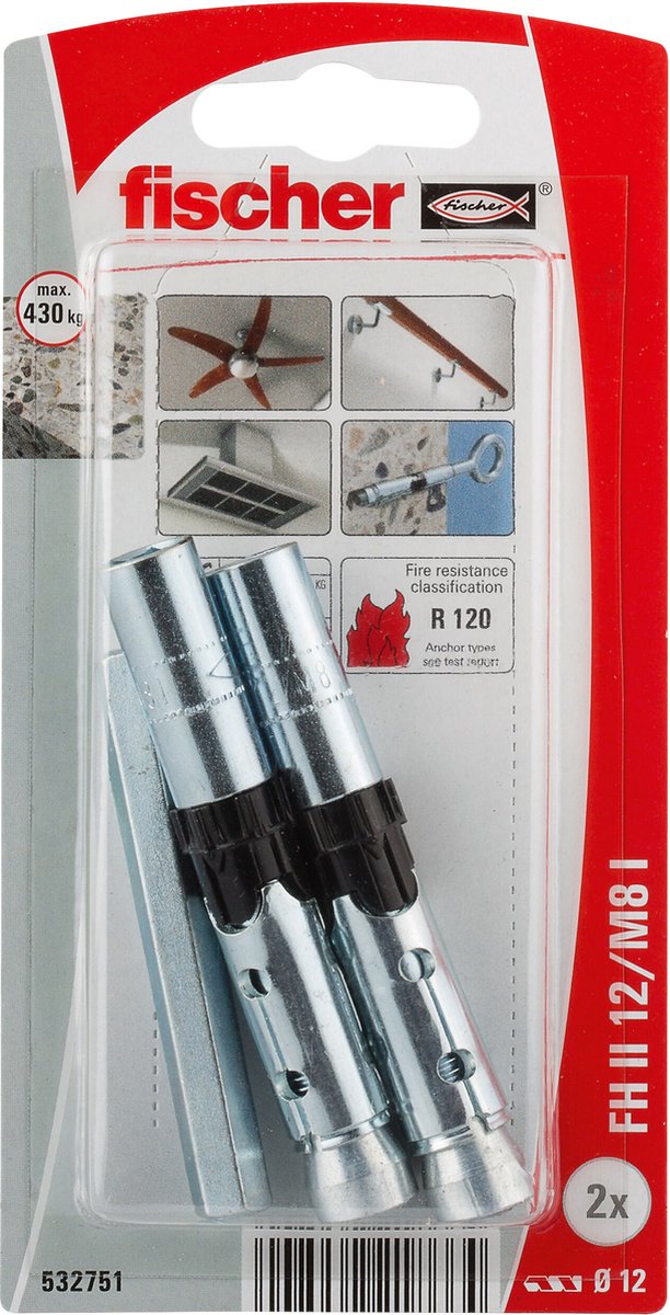Fischer 532751 fh ii 12 m8 i k nv Sicherheitsstecker 12 mm 1 Satz(e)