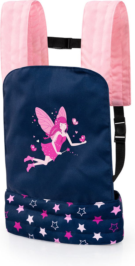 Bayer design - poppendrager easycarry, verstelbare bandjes, voor en achter draagbaar, blauw, roze, fee