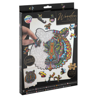 Markenloses Sans-Marque-Holzpuzzle mit Tigerfigur – 130 Teile