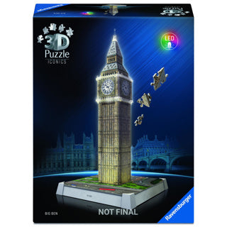 Ravensburger 3D-Puzzle Icons Big Ben – mit Licht – 235 Teile.