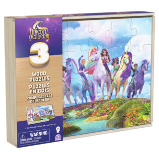 Einhorn-Akademie 3er-Pack Holzpuzzle in Holzbox (3x24 Teile) | 2 Stk