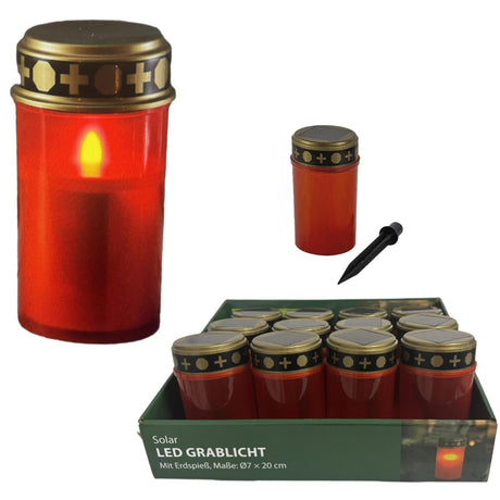 Grablicht LED Solar rot ø7xh20cm mit Erdungsstecker