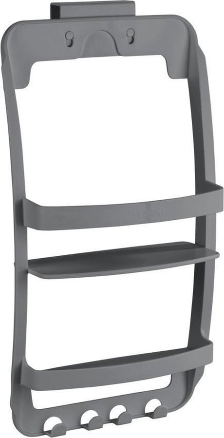 Wenko Duschregal Universal 2-lagiger grauer Kunststoff 26x55cm - Duschkorb - Duschablage - Duschregal zum Aufhängen an der Duschwand, entweder selbstklebend oder an die Wand geschraubt