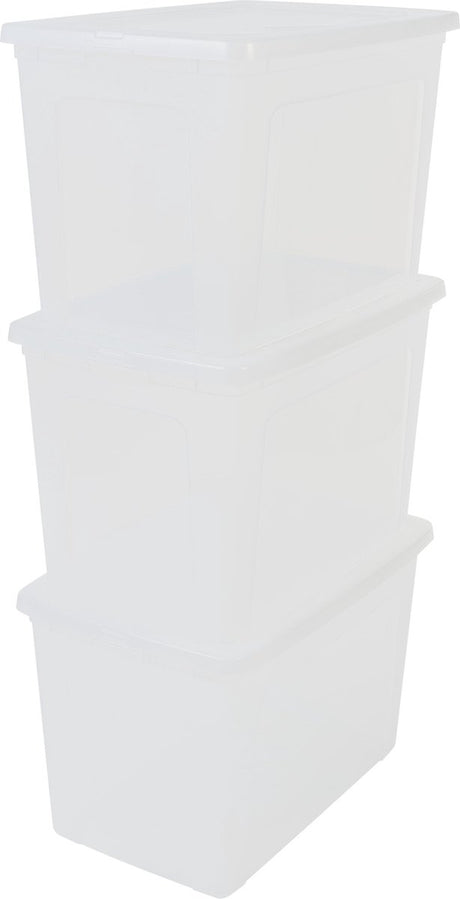 Iris clearbox opbergbox - 70l - kunststof - transparant - set van 3