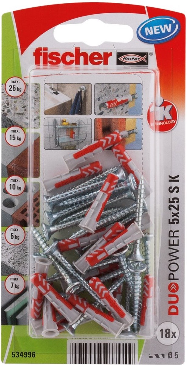 Fischer 534996 duopower 5 x 25 s k nv pluggenset 25 mm 5 mm 1 set(s)