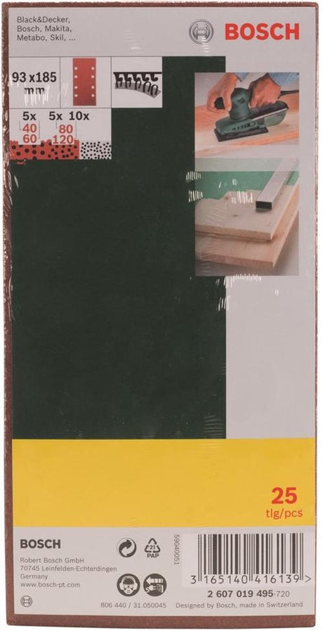 Bosch Zubehör 25-teiliges Schleifblatt-Set 125 mm für Exzenterschleifer, Körnung 40, 60, 80, 120 – 2607019495