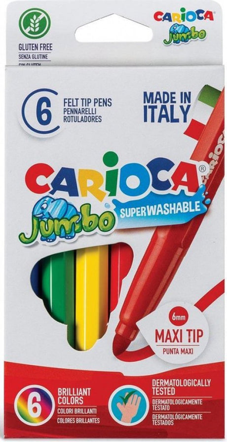 Superwaschbare Jumbo-Marker von Carioca – waschbar und ungiftig – 6 Stück