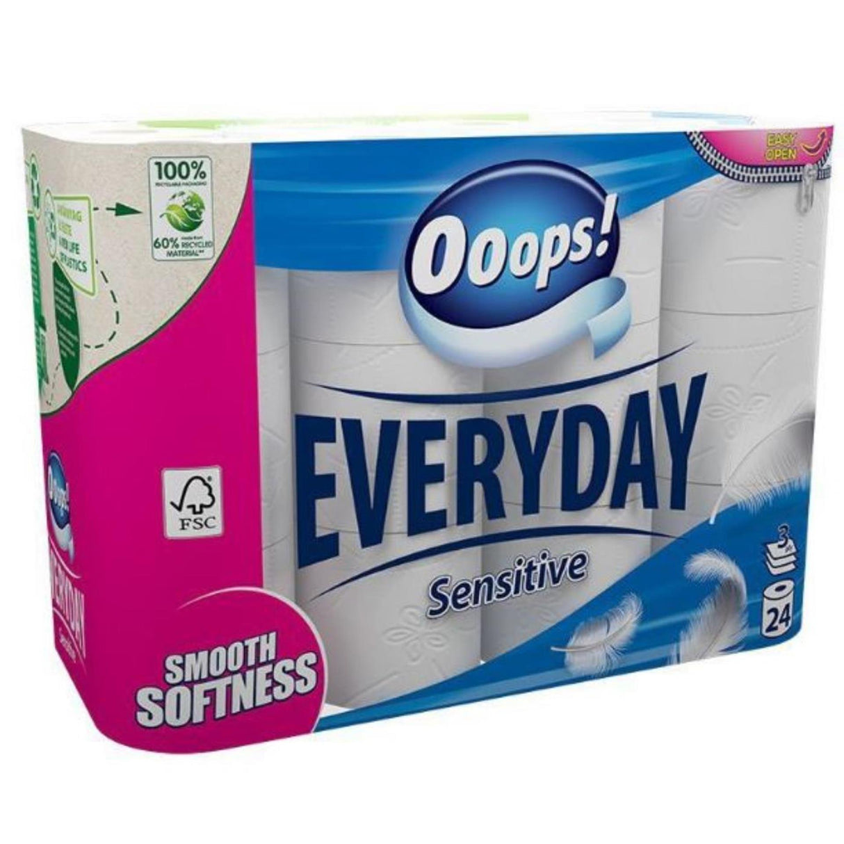 Ups! Toilettenpapier für jeden Tag, 3-lagig, 24 Rollen