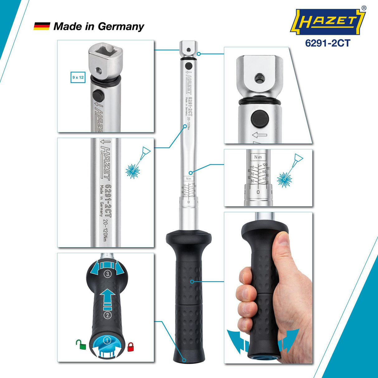 Hazet Drehmomentschlüssel 6291-2ct Drehmomentschlüssel 20-120 Nm